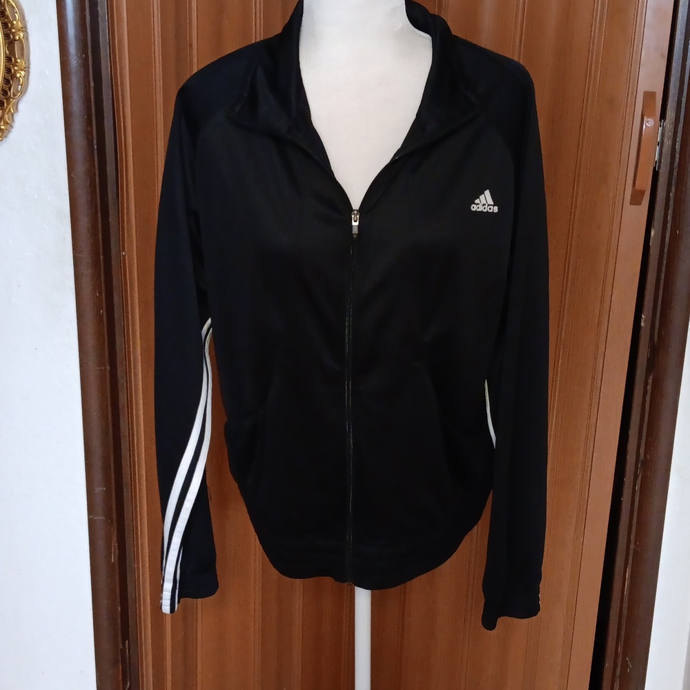 ADIDAS BLACK AND WHITE TRACK JACKET
